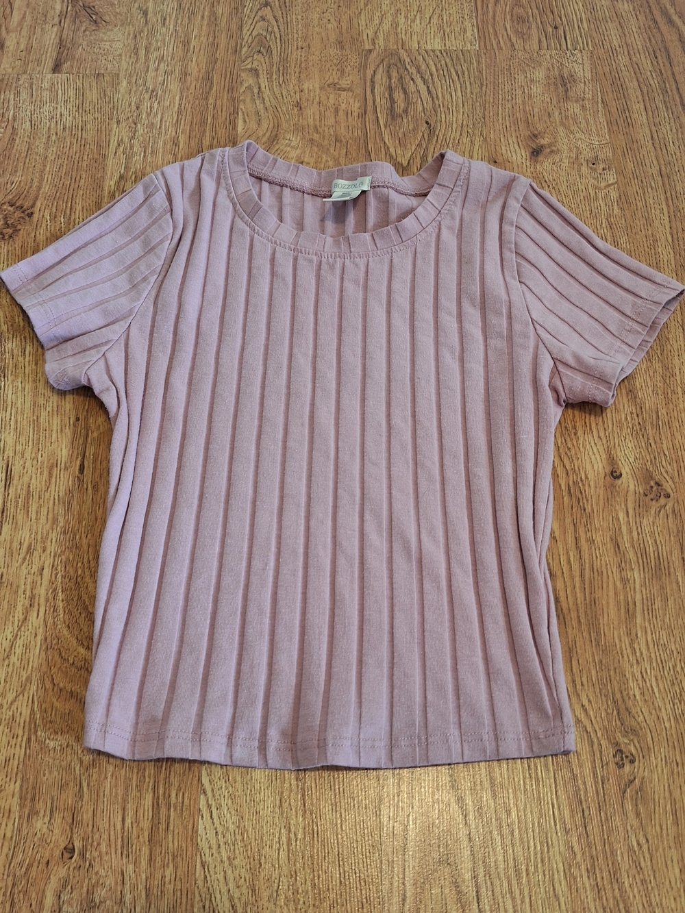 Ribbed Short Sleeve Top - Dusty Mauve Pink BOZZOLO BRAND